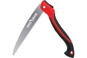 FLORA GUARD Folding Pruning Saw, 10-Inch Folding Hand Heavy Duty Saw with Multi-Level Razer Teeth for Camping, Tree Trimming, Wood Cutting, Gardening Tools (Red-10")