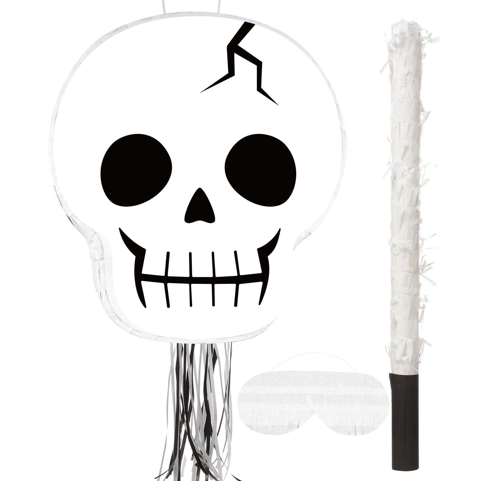 Photo 1 of Aoriher Halloween Skeleton Pull String Piñata Day of the Dead Skull Piñata with Stick Blindfold and Confetti Filled for Halloween Decoration Mexican Birthday Party Game Supplies