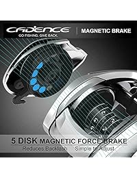 Carrete de cebo para pesca Cadence CB6, diseño ligero, equipo principal de aluminio, 9 rodamientos resistentes a la corrosión, arrastre de fibra de carbono, relación de engranaje 6.6:1, 7,3:0.4 in, disponible en mano izquierda y derecha.