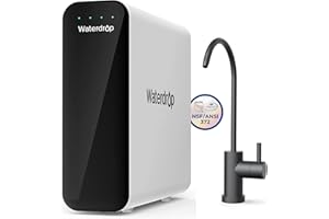 Waterdrop TSU 0.01μm Ultra-Filtration Under Sink Water Filter System, 3-Stage Tankless Undersink Water Filtration with Faucet, Smart Panel, Does not Lower TDS (𝙉𝙊𝙏 𝙍𝙊), Drilling Required