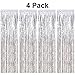 pozzolanas 4 Pack Foil Fringe Curtain Metallic Tinsel Fringe Curtains Shimmer Party Photo Backdrop Curtains for Birthday, Christmas, New Years, Weddings Party Decorations(Silver)
