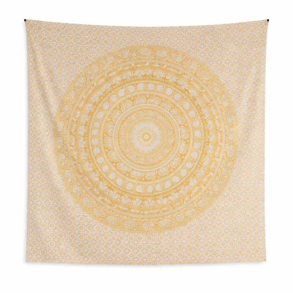 Craft Trade Mandala Elephant Tapestry Yellow Wall Hanging Tapestry Boho Hippie Tapestries for Decor Living Room Yoga Meditation and Bedroom - 213x228 cm