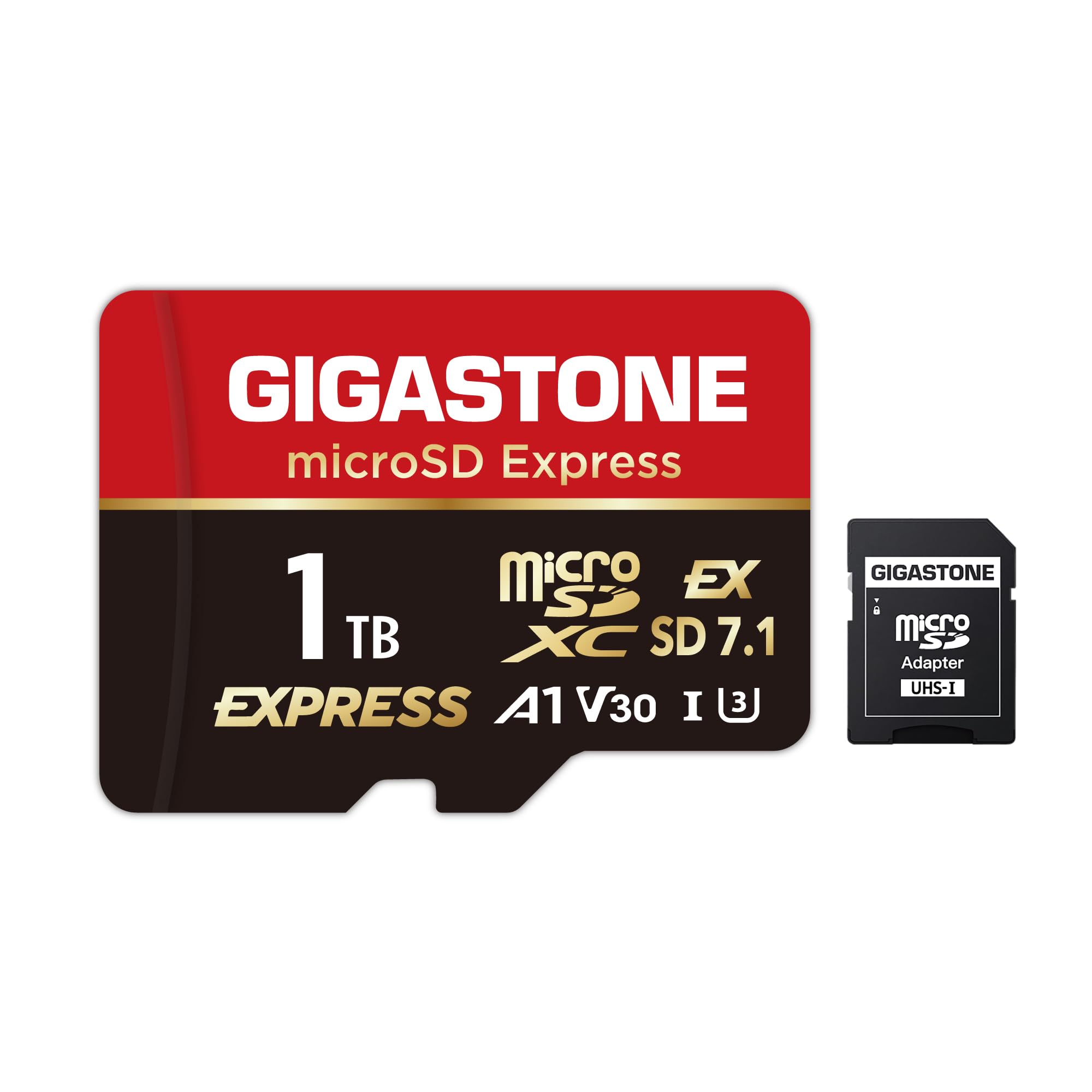 Photo 1 of ?Designed for Switch 2? GIGASTONE 1TB microSD Express, MicroSDXC Express Memory Card SD 7.1 Speed up to R/W 800/650MB/s Compatible with Switch 2, Professional Camera, A1 V30 U3, with SD Adapter