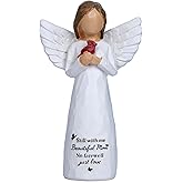 Angel Cardinal Gifts for Women Red Cardinal Decor Angel Figurine Sympathy Gifts for Loss of Mother Mom One Grief Gifts for Women Memorial Gift Resin Home Decor Sculpted Hand-Painted Figurines Gift