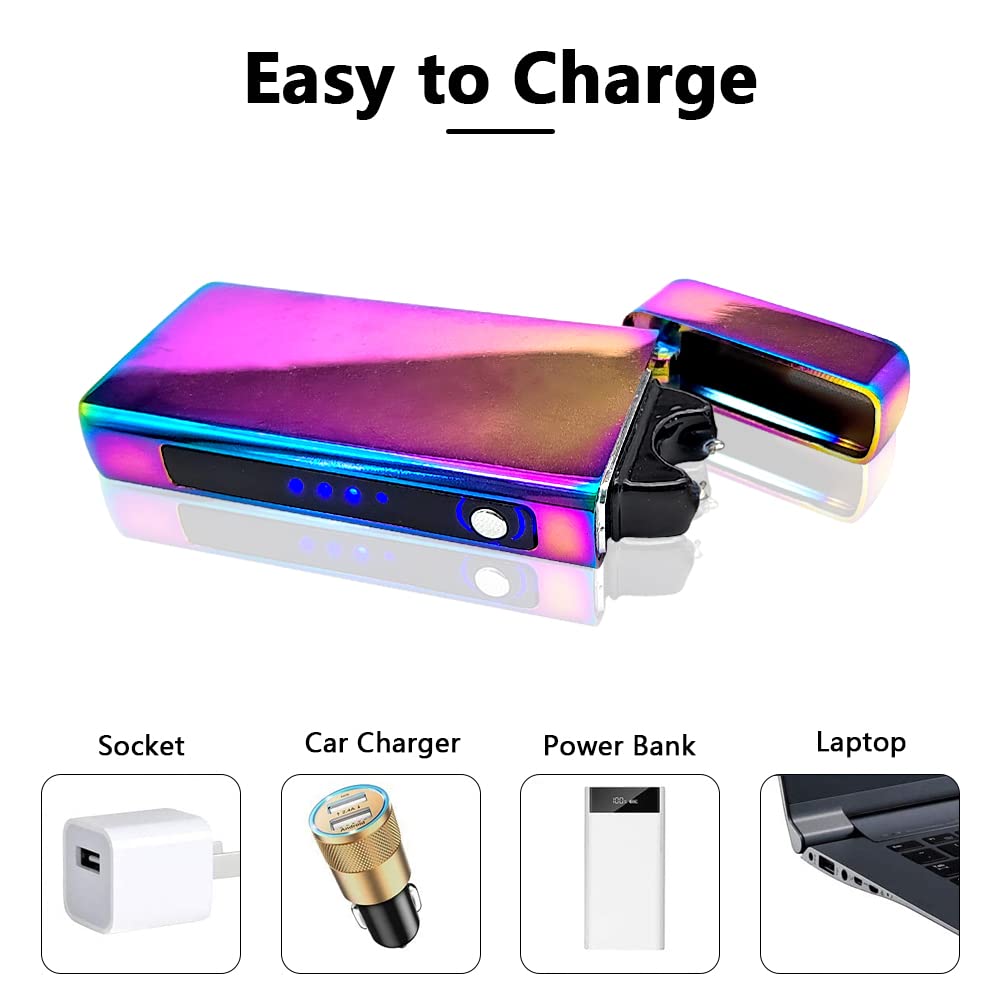 RSBYE Plasma Feuerzeug Lichtbogen Feuerzeug USB aufladbar LED Ladeanzeige Ideal für Camping Grillen im Freien Anzünden von Kerzen und den Gebrauch zu Hause EIN stilvolles Geschenk für Männer (Farbig) 4