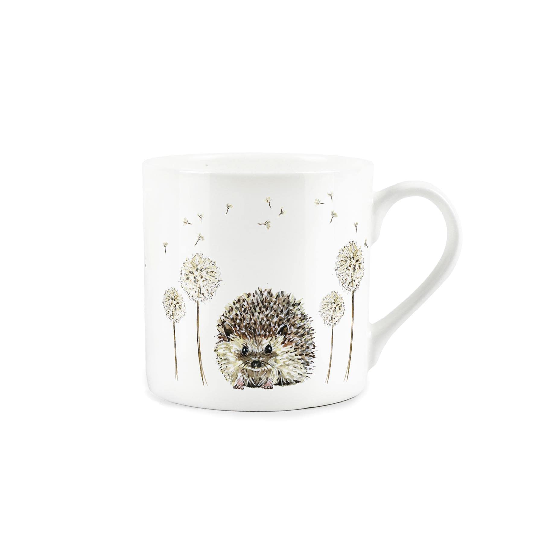 Purely Home Rhiannon Chauncey Hedgehog Watercolour Painted Design Mug - Fine Bone China White Mug Coffee/Tea Present Gift for Animal Lovers