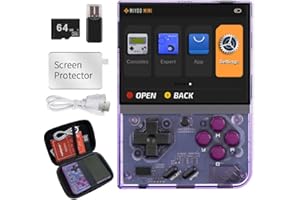 YIMIDO Miyoo Mini Plus Portable Game Console 3.5 Inch Retro Handheld Game Console Support 10,000+ Games, with Storage Bag (Purple 64G)