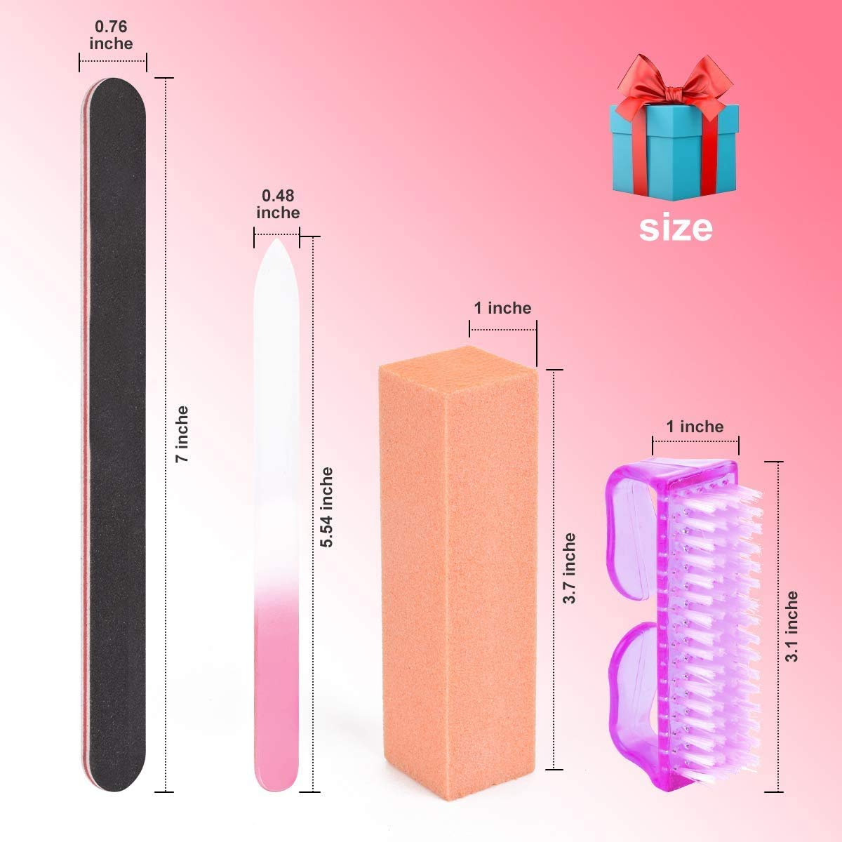 AIRSEE 14 Professional Nail Files and Buffers - Manicure Tools Kit Rectangular Nail Art Care Buffer Block Emery Boards Shine Kit for Natural, Gel, Acrylic Nails Nail Filer for Salon and Home Use : Beauty