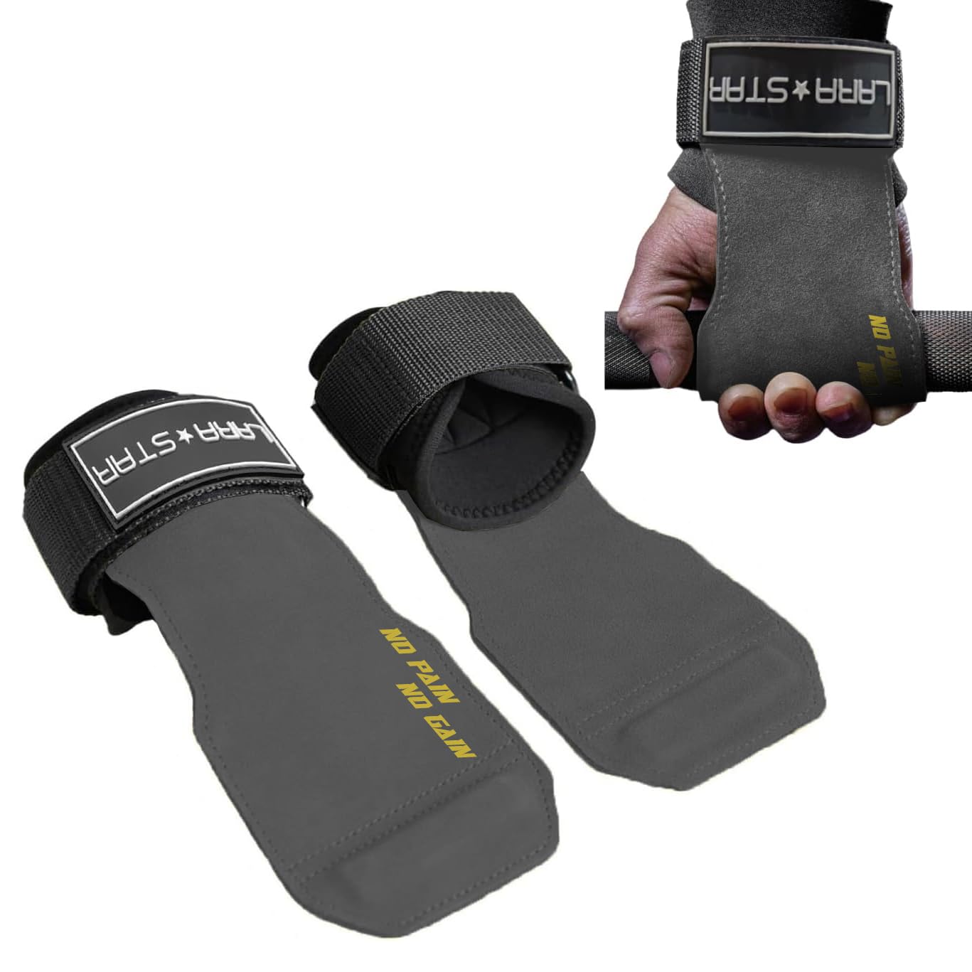 LARA STAR Weight Lifting Wrist Straps for Maximum Grip Support, Lifting Strap for Weightlifting, Gym Grips for Deadlifts, Powerlifting, Heavy Shrug for Women/Men