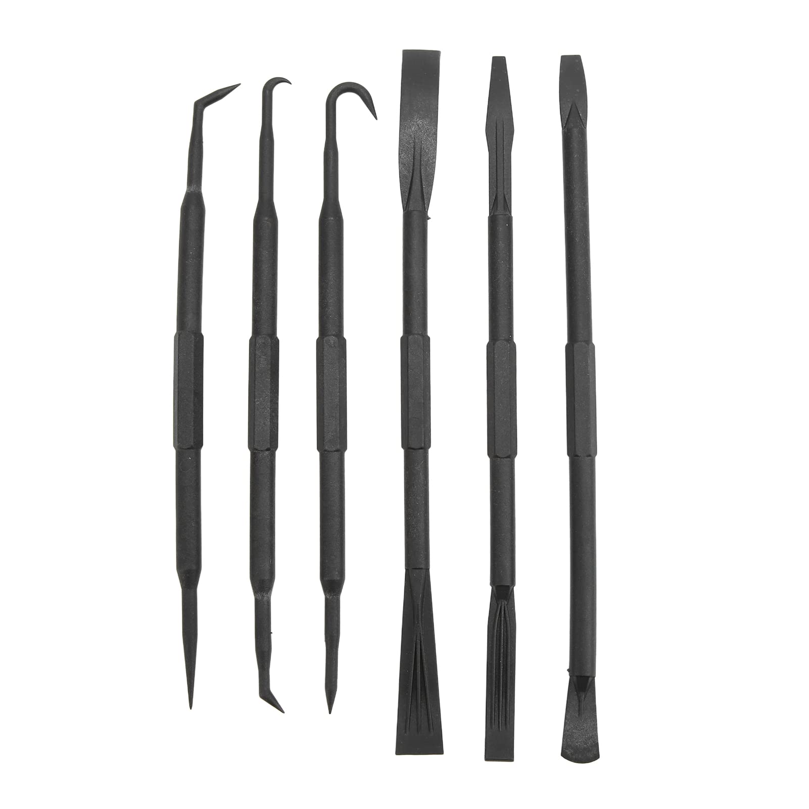 Fydun Pry Tool Kit, 6 PCS Black ABS Non-Marring Pick and Prybar Set Prying Bar Hook Set for Removing O Ring Sealing Accessories Pry Bar Set