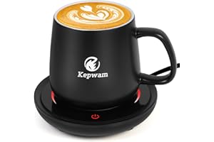 Kepwam Coffee Mug Warmer & Mug Set with 2 Temp Settings, Coffee Cup Warmer with Auto Shut Off, Gravity Induction Smart Coffee Warmer for Desk, Best Office, Birthday, for Women and Men