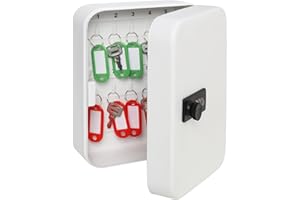 Kasten Key Cabinet Wall Mount with Combination Lock, Key Organizer Box with 20 Key Hooks, 7.87" x 6.30" x 2.95", Small White Matt