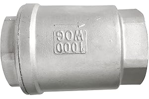 LOZOME 1/2" Female WOG1000, Vertical Check Valve, 304 Stainless Steel, NPT Spring Loaded in-line Low Cracking Pressure CF8M