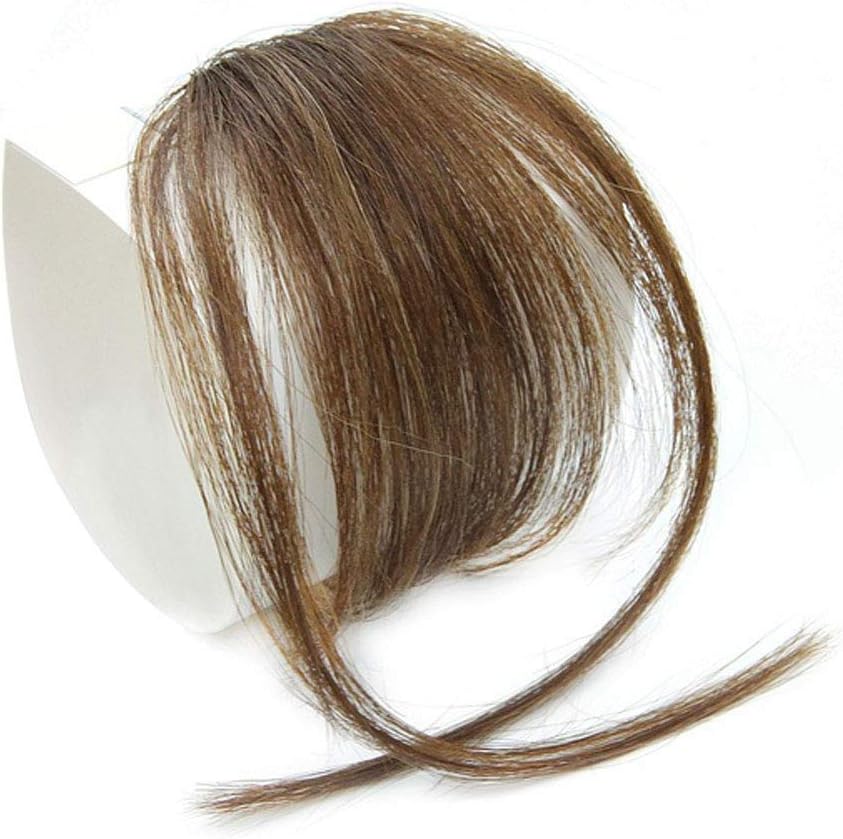 Clip in Hair Bangs in Hairpiece, Light and Soft, Hand Tied Stylish Hair Extensions for Girls with Temples Light Brown
