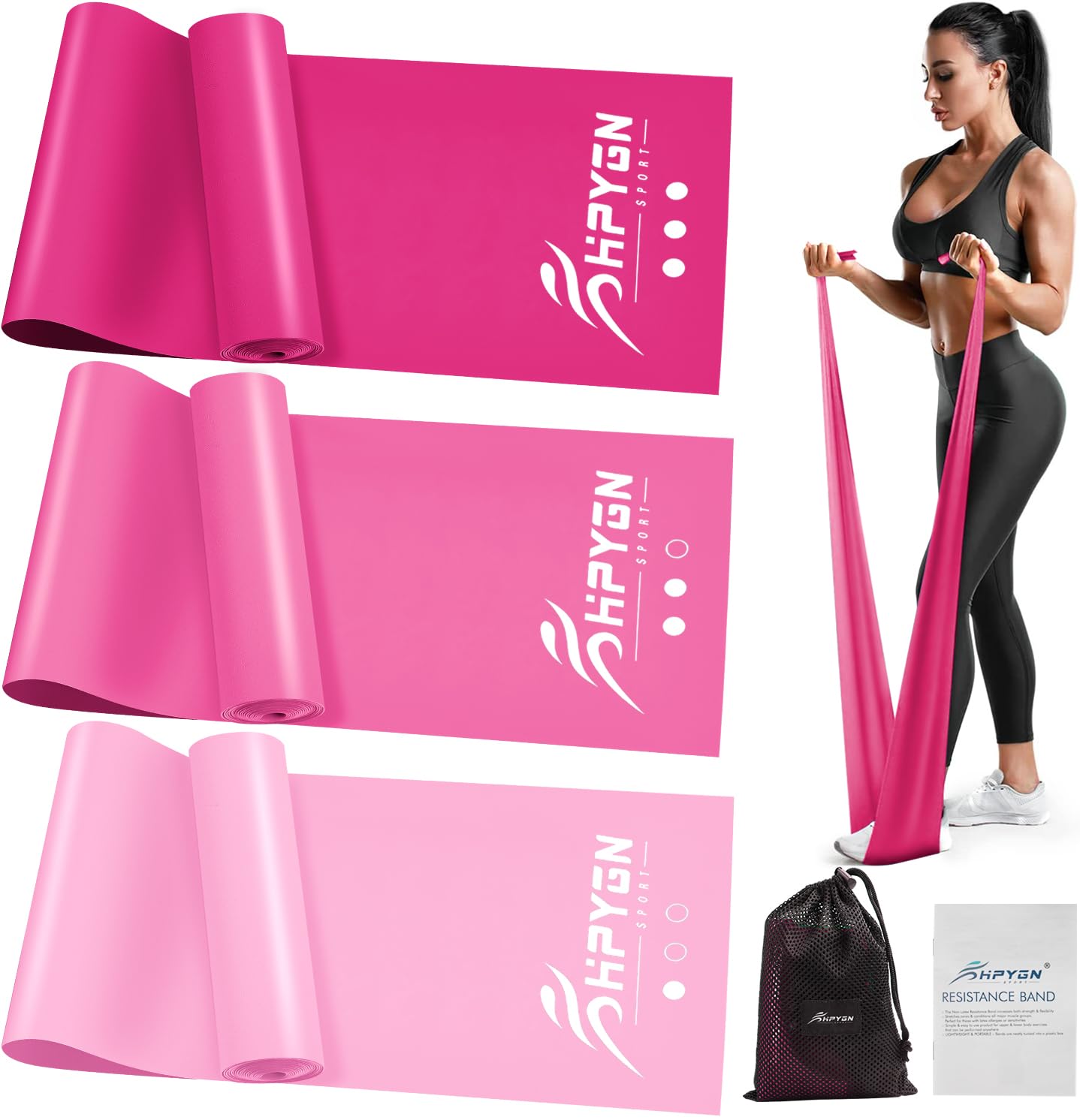 Photo 1 of HPYGN Physical Therapy Bands, Exercise Bands for Strength Training, Yoga, Gym, Pilates,Fitness, Upper and Lower Body, Resistance Bands with 3 Resistance Levels, Workout Bands Set for Women