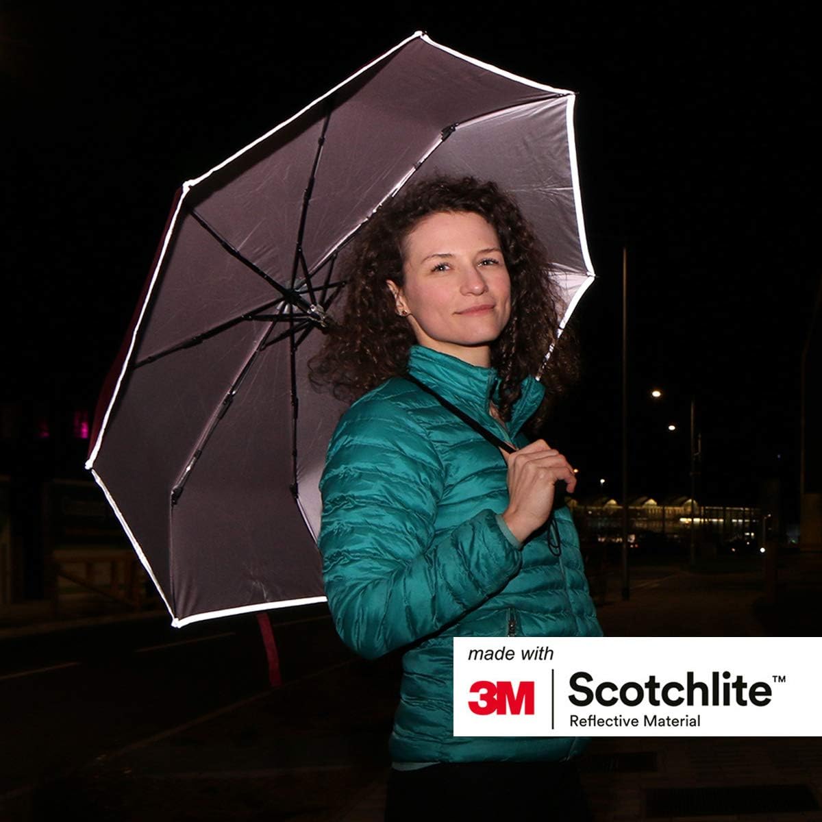 Salzmann 3M Reflective Travel Umbrella - Windproof, Lightweight Folding Umbrella - Made with 3M Scotchlite - Image 3