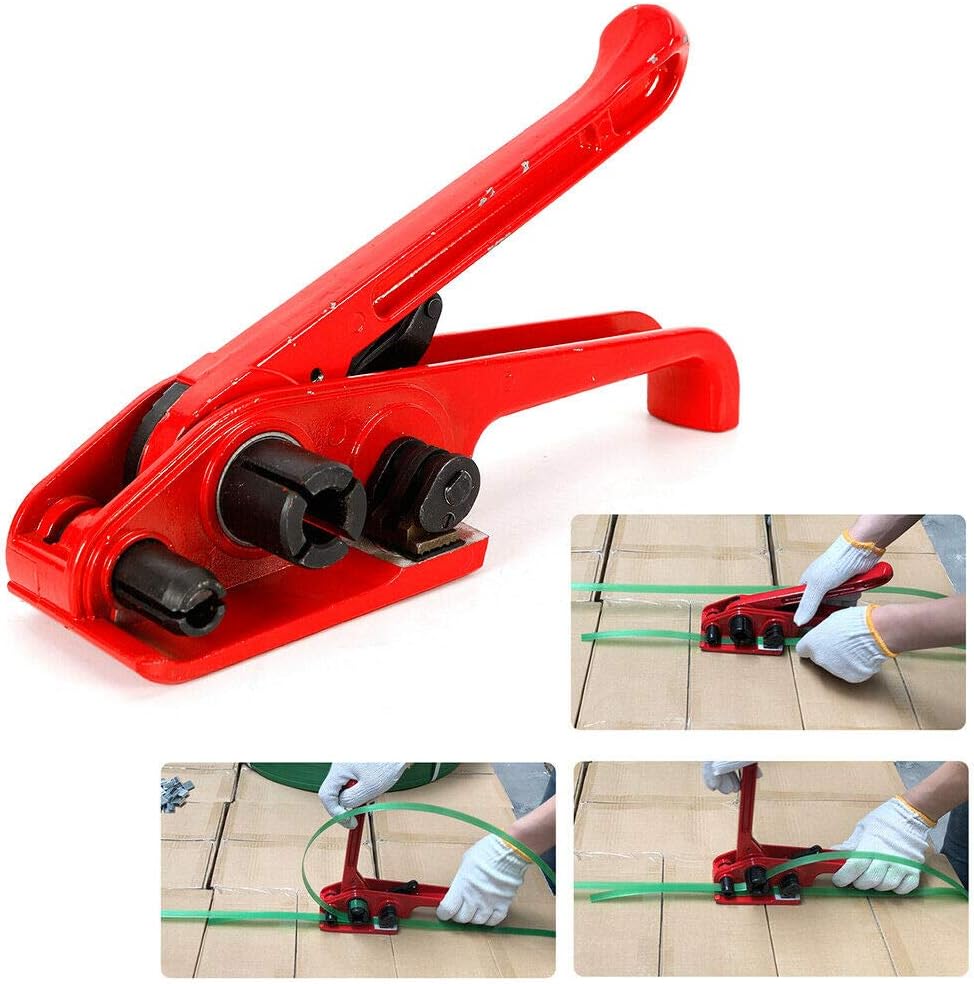 3/8"- 3/4" Heavy Duty Tensioner&Cutter Tool for Plastic Strip and Cord Strapping PP PET Belt Cord Strapping Tightening Cutting