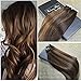 Sunny 22inch 20pcs 50g Two Tone Color#2 Fading to Dark Brown Mixed Honey Blonde Colorful Highlight Balayage Seamless Tape in Human Hair Extensions