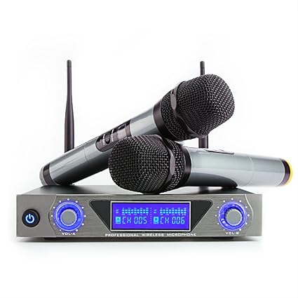 Wireless Mikrofon, Moreslan UHF Funkmikrofon Set Karaoke Anlage Funk Mikrofon Kabelloses Mikrofon Dual 2 Handmikrofon Mikrofo