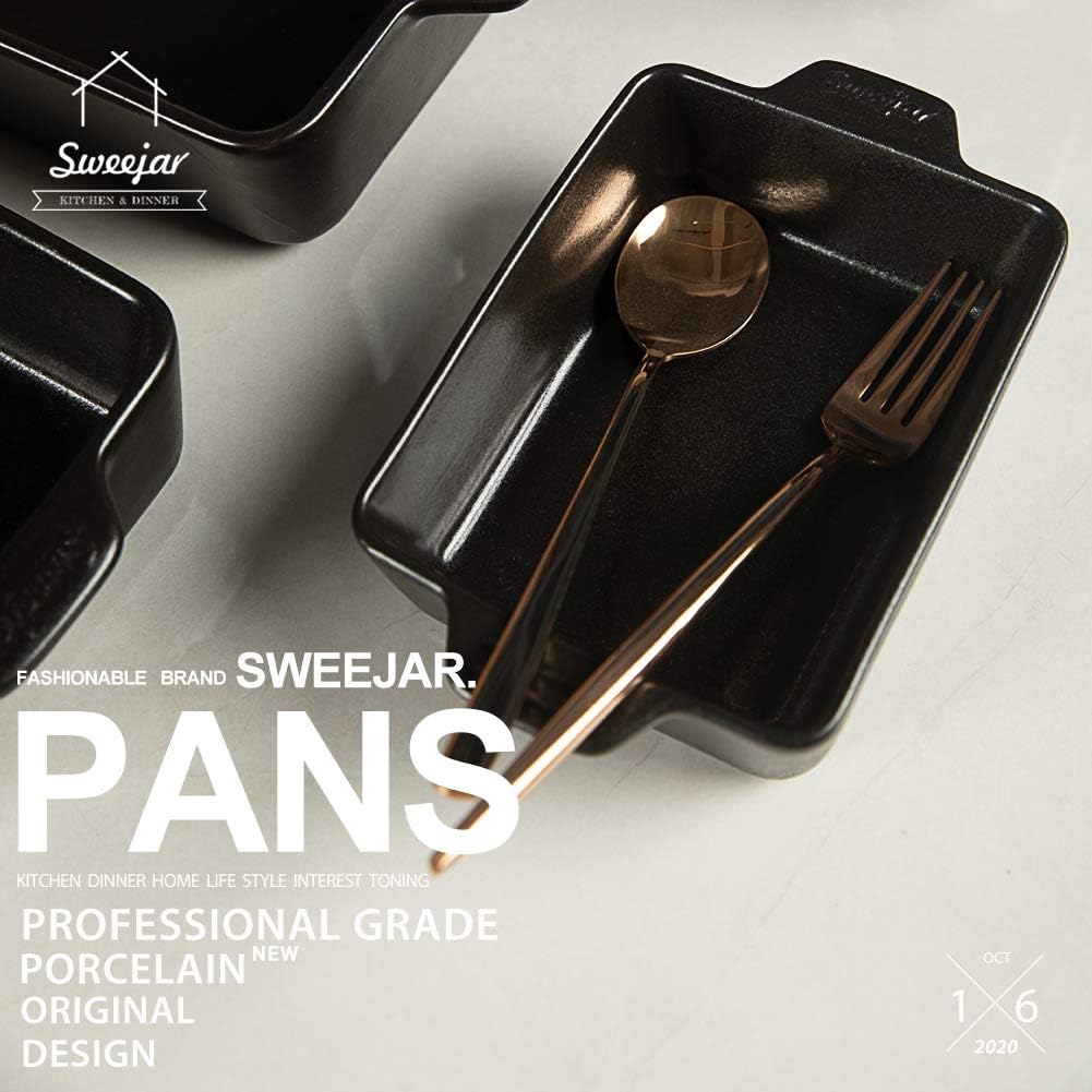 Sweejar Home Ceramic Bakeware Set, Rectangular Baking Dish Lasagna Pans for Cooking Kitchen, Cake Dinner - Image 3