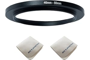 SKYZHENG 46mm lens to 55mm Camera Lens Adapter 46mm to 55mm Step Up Ring Adapter Ring for all brands of UV ND CPL, with premium lens wiping cloth 2 pack (46mm-55mm)