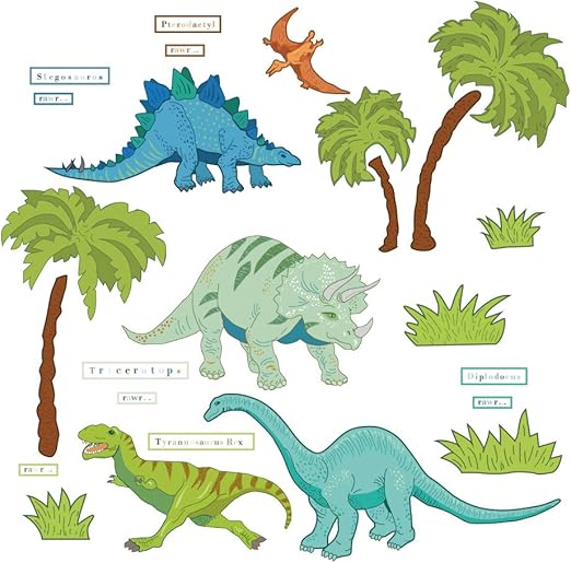 decalmile Dinosaur Wall Decals Animal Wall Stickers Peel and Stick