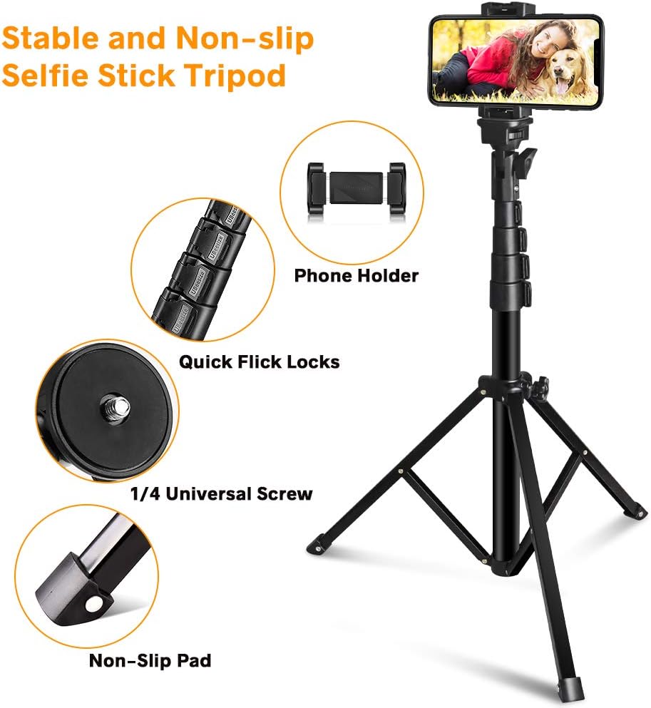 60-inch Selfie Stick Tripod, UBeeszie Extendable Cell Phone Tripod Stand with Wireless Remote Shutter, Compatible with iPhone, Android, DSLR, Action Camera.: Camera & Photo