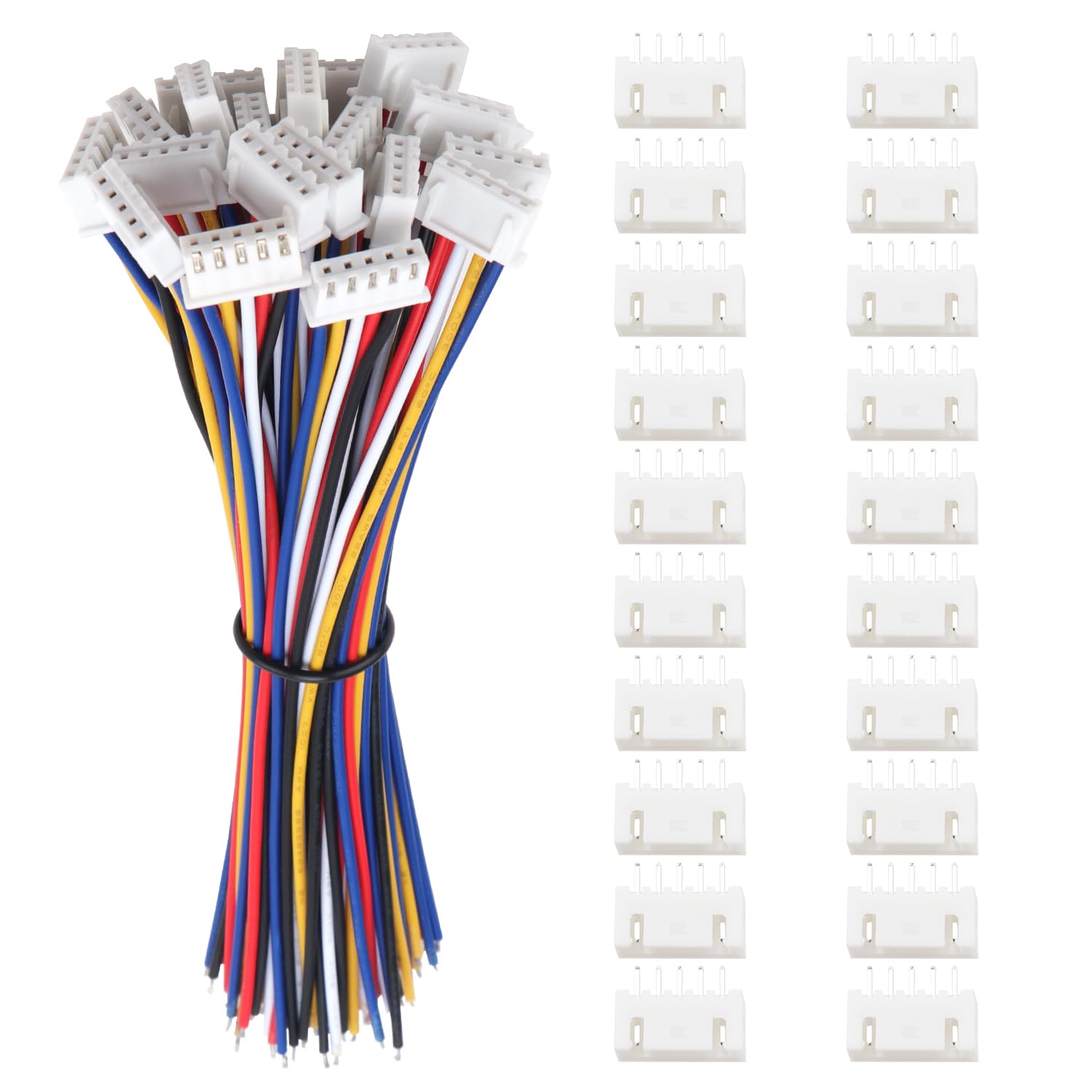 Lyeteung 20 Sets 2.54mm JST-XH Connector, Mini Micro JST XH 5 Pin Connector Plug Male with 150mm 22AWG Cable & Female Connector