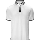V VALANCH Mens Zipper Polo Shirts Short Sleeve Moisture Wicking Outdoor Golf Shirt Collared Athletic Tennis Polo