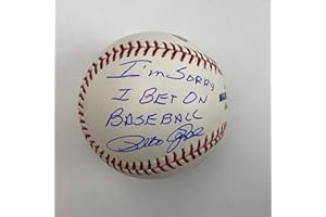 HOFSM.COM HALL OF FAME SPORTS MEMORABILIA Autographed/Signed Pete Rose I'm Sorry I Bet On Baseball Rawlings ROML Rose Hologram COA