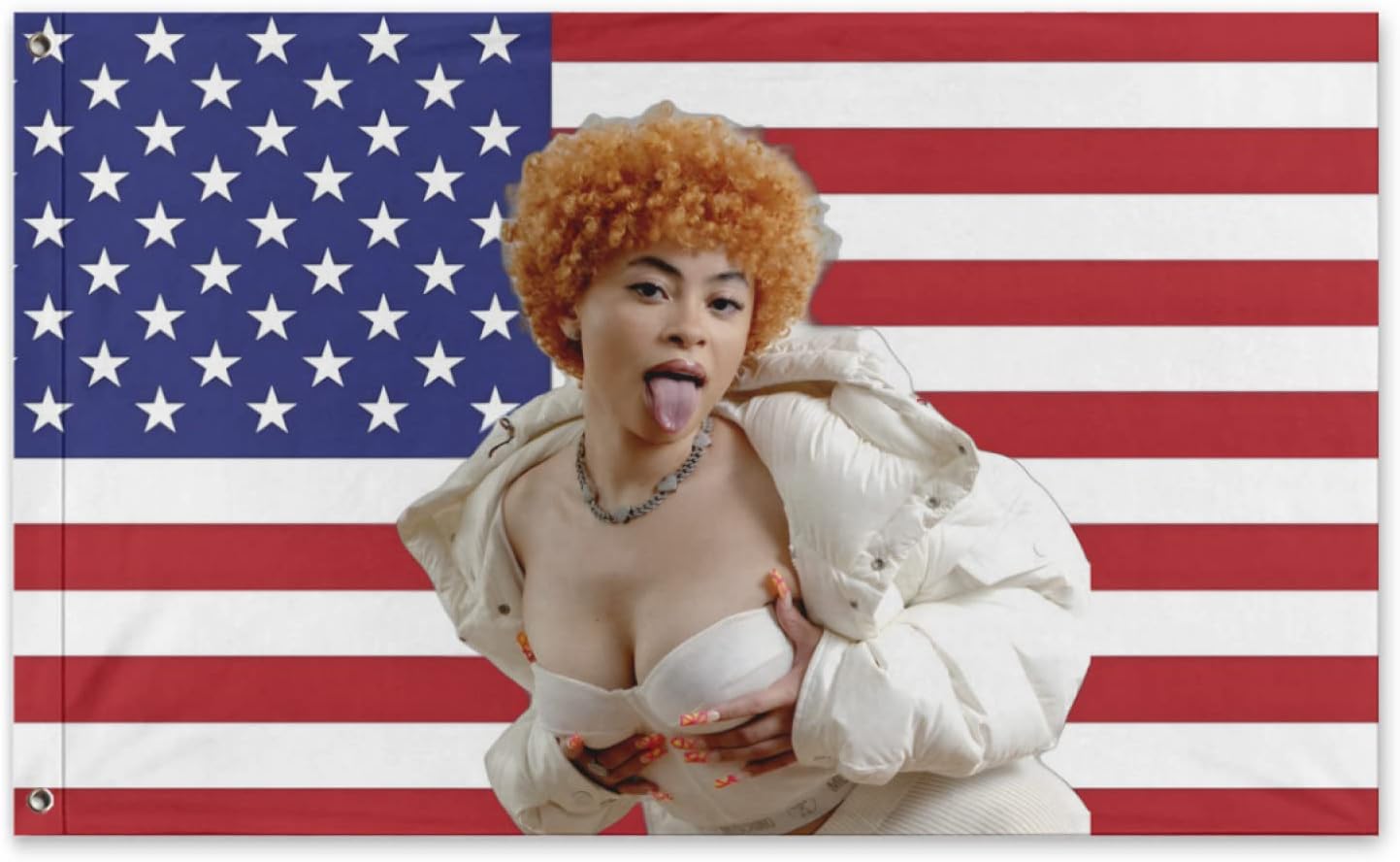 Tapestries - UTELKA Ice Spice Poster Flag Rapper Tapestry USA Pink Wall Hanging for Teen Girls Boys Room Livingroom College Dorm Art Decor Music Party Decoration Birthday Gift 3x5 FT