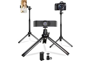 MamaWin Lightweight Mini Tripod for Camera/Phone/Webcam, Extendable Stand, for Logitech Webcam C615 C920 C922 C922x C925e C930 C930e or Other Devices with 1/4" Thread(Black)