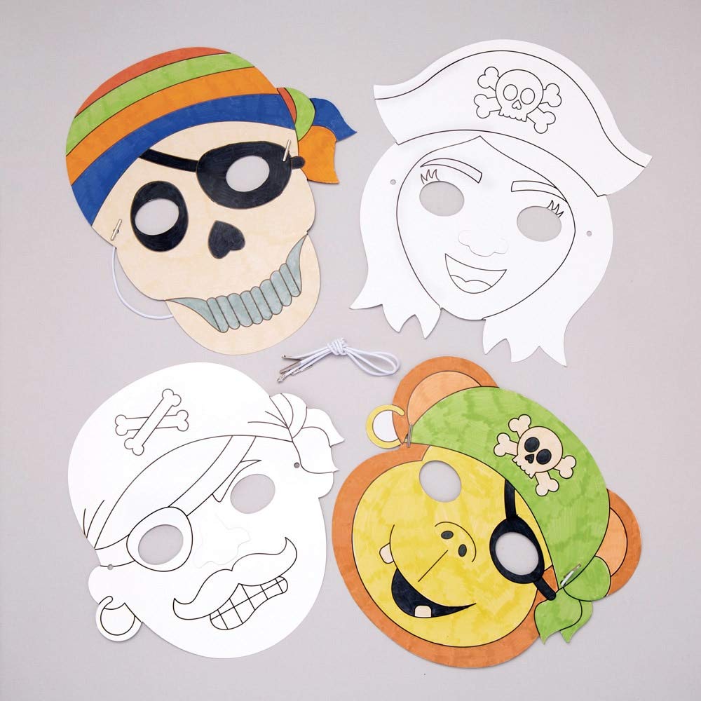 Baker Ross AW610 Pirate Colour-In Masks (Pack of 8)