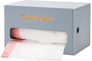 GaShell Trash Bag Holder Dispenser for Kitchen Wall Mount, Bamboo Trash Bag Dispenser Roll Holder Under Sink, Large Garbage Bag Holder for Cabinet (Grey)