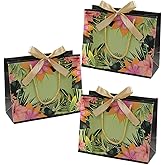 JZTang 3 Pcs Gift Bags 14.4'' x4.8'' x 10'' Reusable Gift Bags with Handles for Baby Shower Bridal Wedding Birthday (3 Pcs Flowers)