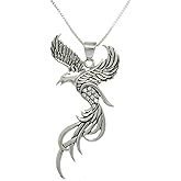 Jewelry Trends Sterling Silver CZ Eagle Phoenix Pendant Necklace 18"