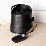 CHARLES BENTLEY Black Iron Coal Bucket Shovel Set Wooden Grip Handles view 2