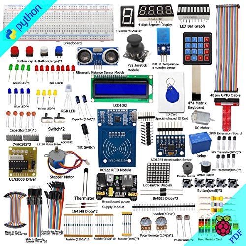 Adeept RFID Starter Kit for Raspberry Pi 3, 2 Model B/B+, Stepper Motor, ADXL345, 40-pin GPIO Extension Board, Breadboard, with C and Python Code, Learning Kit with Guidebook(PDF)