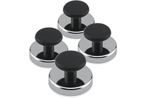 Master Magnetics Ceramic Round Base Magnet with Knob Pack - Heavy-Duty Strong Magnets with Knobs for Home and Work - 16 lb Pull Each - Nickel-Plated - 1.43" D - 0.98" H - Chrome - 4-Pack