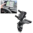 Jawmoy 1 PC Car Phone Holder, Double Spring Snap-in Buckle Phone Holder, 360 Degree Rotatable Car Replacement Accessories, Universal for Most Cars (Black)