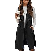 GORGLITTER Women's Western Long Blazer Vest Sleeveless Cowgirl Trendy Fashion Casual Business Casual Work Trench Coat