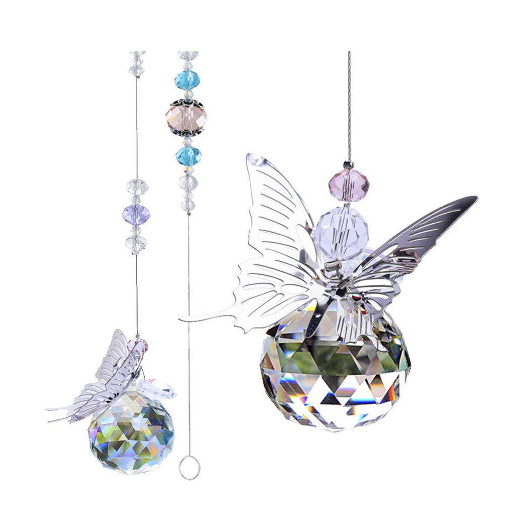 Exceart Crystals Ball Prisms Suncatcher Hanging Ornament Butterfly Pendants Window Suncatcher for Home Wedding Decoration