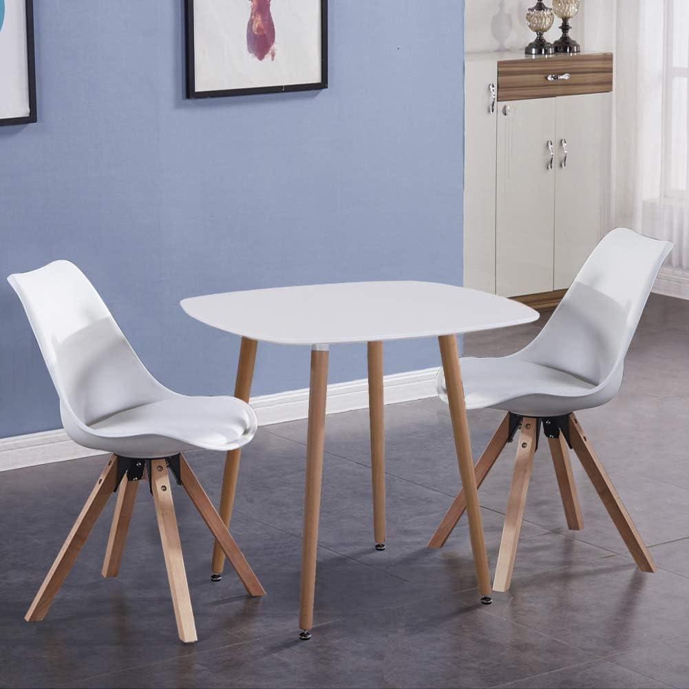 Goldfan Round Kitchen Dining Table And Chairs Set Of 4 Grey Tulip Dining Chairs With Beech Legs And Padded Seat Dining Table Set 80cm Home Kitchen Furniture