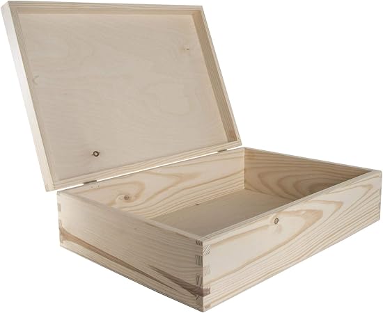 WooDeeDoo - Cajas rectangulares de pino, madera, natural, 35 x 25 x 10 cm: Amazon.es: Hogar
