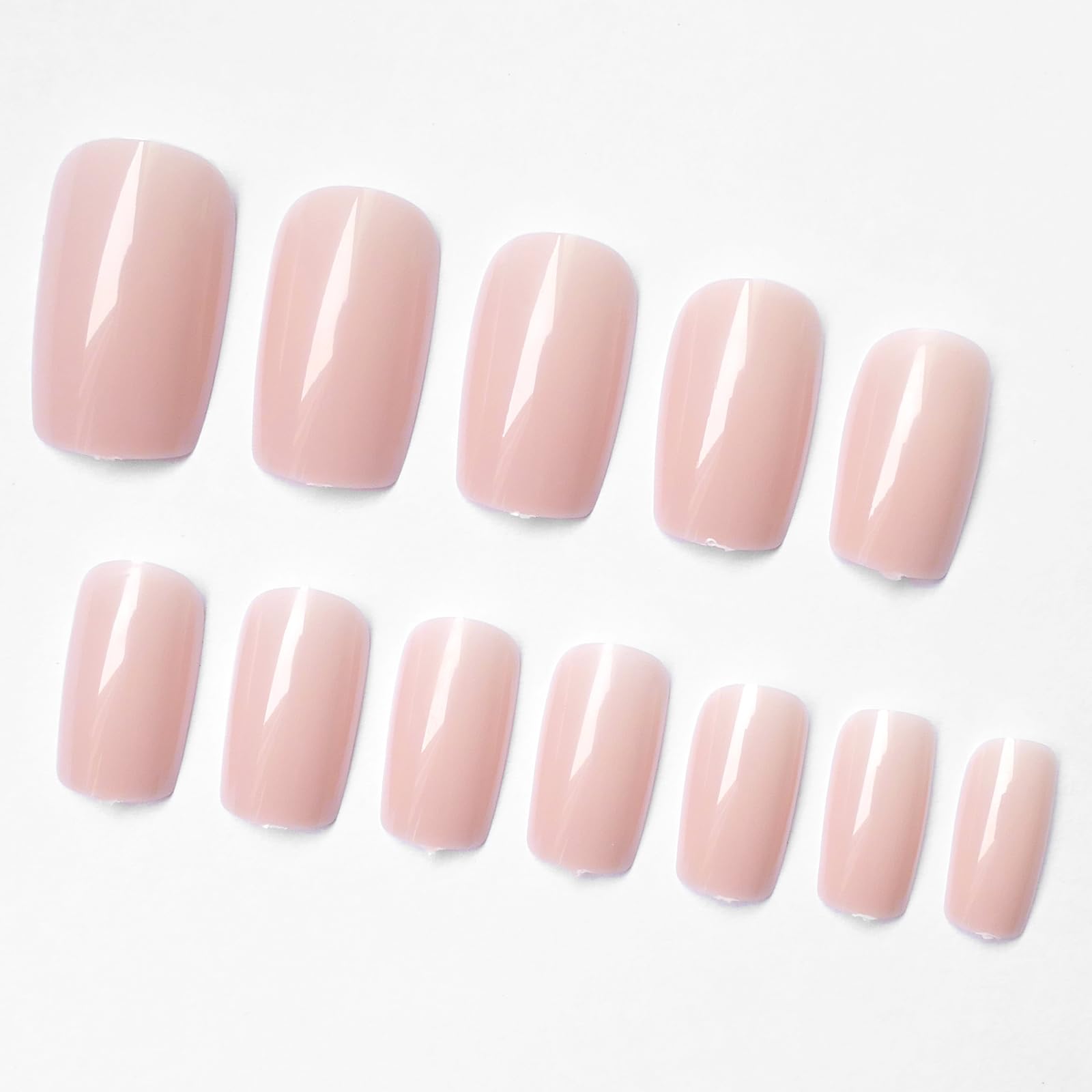 LoveOurHome 240pc Nude Press on Nails Medium Square Fake Nails Press ons Square Nail Tips Gel False Nails Colored Presson Artificial Fingernails & Glue Adhesive Tabs Women Girls Manicure Decor - Image 5