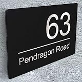 EDSG House Numbers Plaques Outside 195mm x 130mm Black Aluminium Composite view 2
