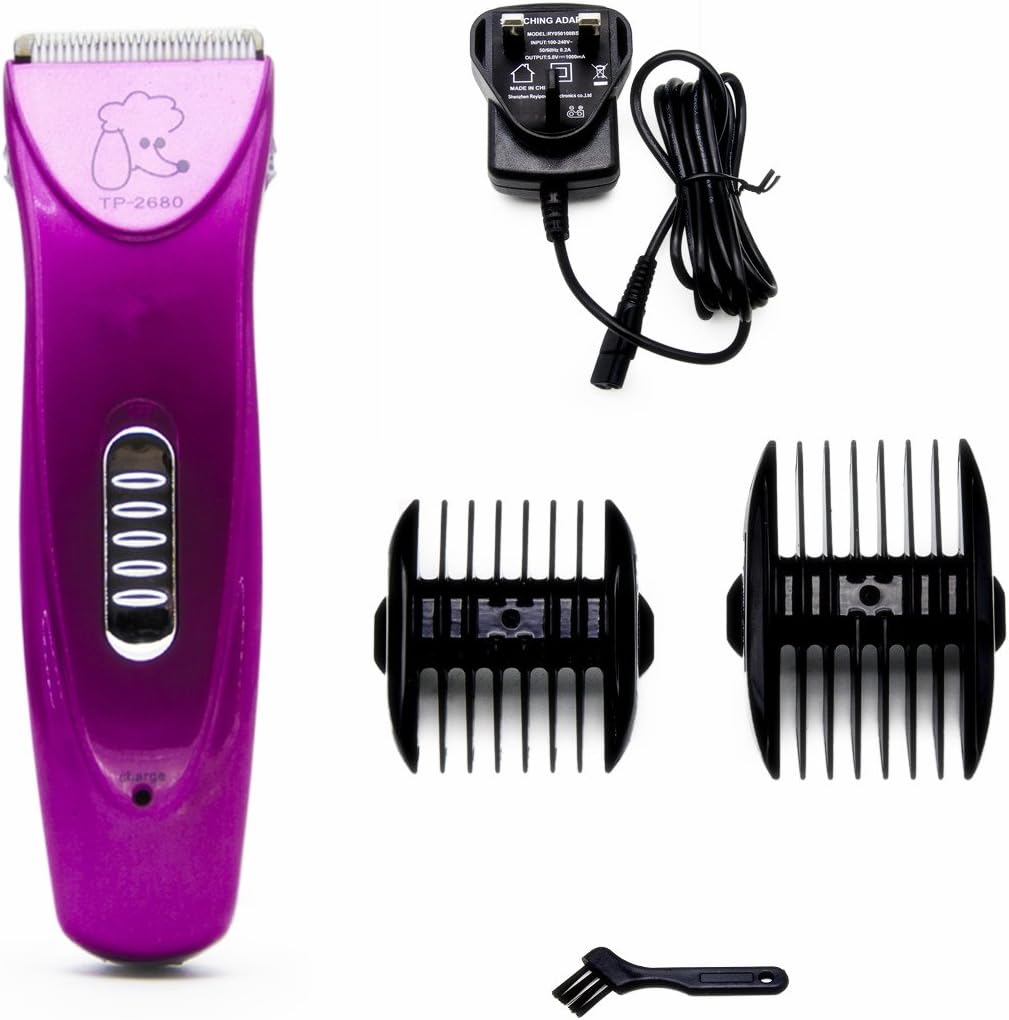 ARCESS Rechargeable Cordless Home Pet Hair Clipper,Grooming Trimming Clipper for Small Animals,Dogs/Cats,Kit with Lithium Battery,Pink
