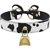 paloli Basic Cow Print Bell Collar Choker Necklace for women