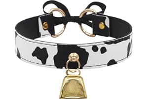 paloli Basic Cow Print Bell Collar Choker Necklace for women