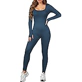 AURUZA Jumpsuits for Women Long Sleeve One Piece Jumpsuit for Women Workout Seamless Jumpsuits Exercise Tummy Control Rompers